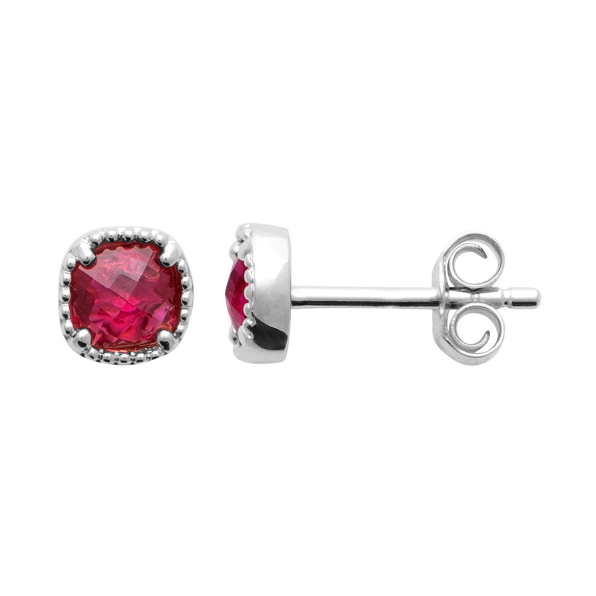 Boucles d'oreilles Brillaxis pierre rouge argent - vue 3