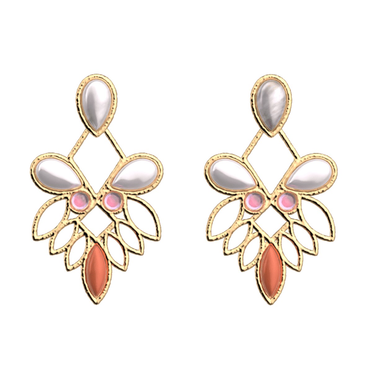 Boucles d'oreilles pendantes Les Georgettes
collection Rosace nacre