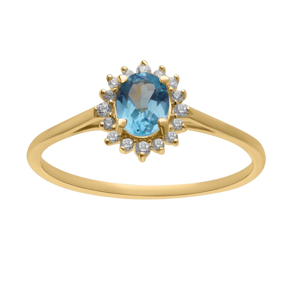 Bague Brillaxis marguerite avec topaze
en or jaune 9 carats