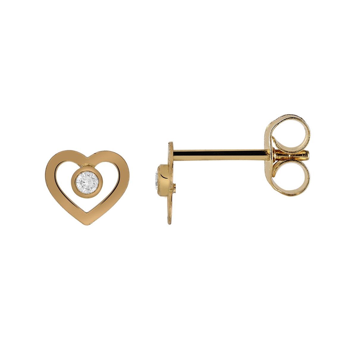 Boucles d'oreille Brillaxis coeur et oxydes
or jaune 18k