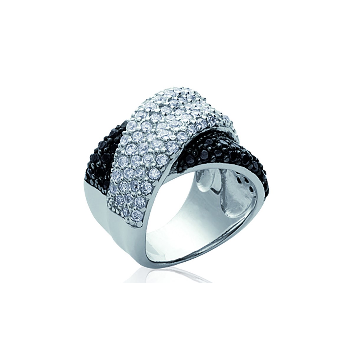 Bague Brillaxis argent pavage croisé - vue 3