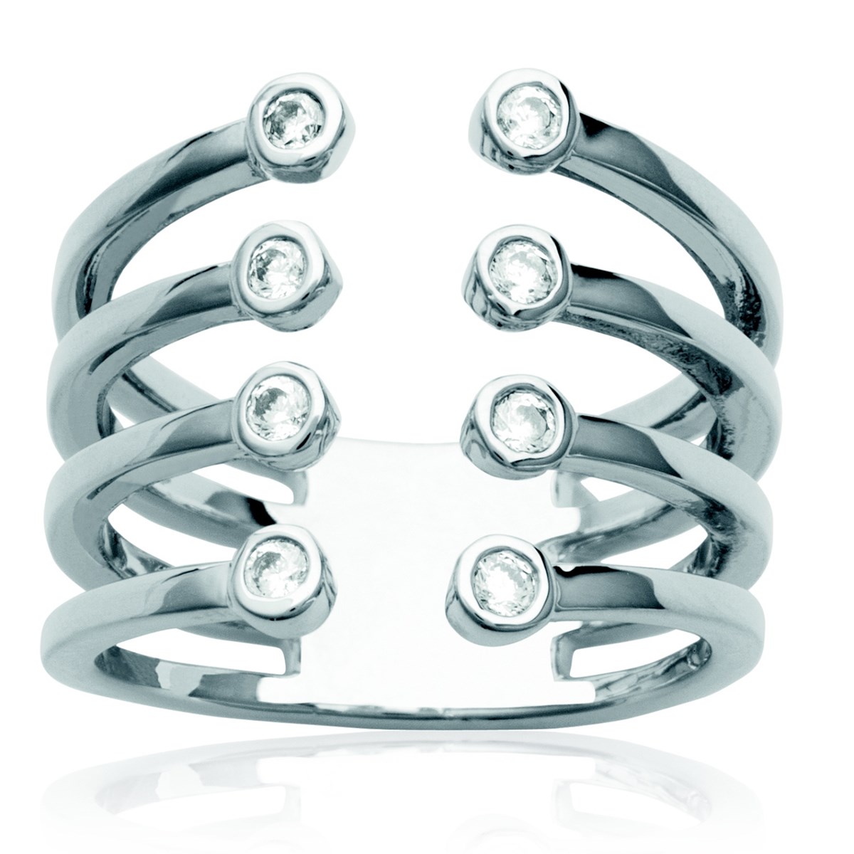 Bague Brillaxis multi rangs ouverte - vue 3