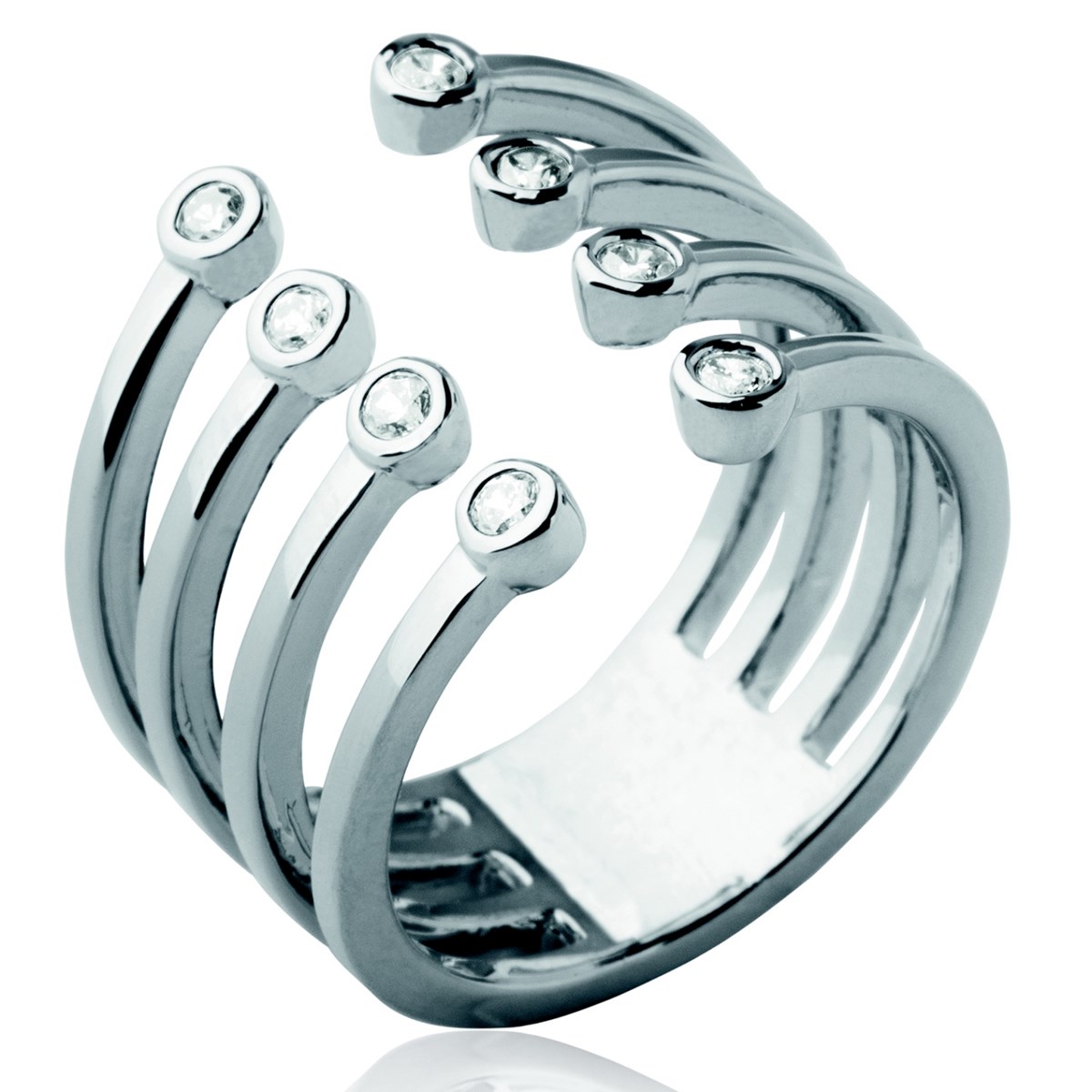 Bague Brillaxis multi rangs ouverte - vue 4