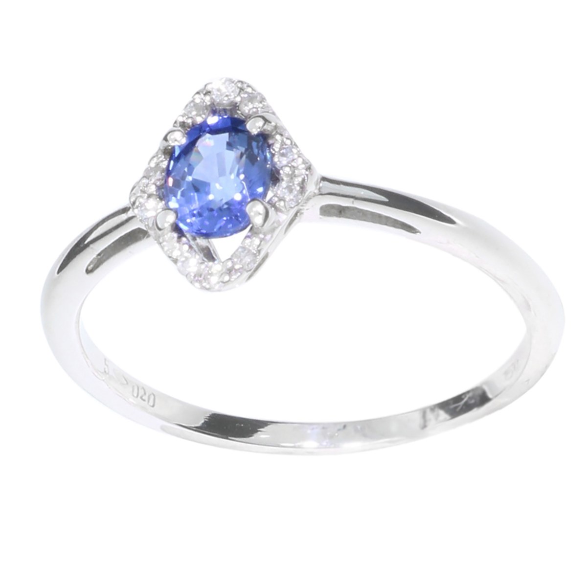 Bague Brillaxis losange saphir et diamants or 18k