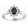 Bague marquise saphir diamants or blanc 18 carats - vue V2