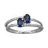 Bague motif croisé or 18 carats saphirs diamants - vue V2