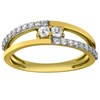 Bague ajourée deux rangs or bicolore empierré - vue V1