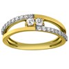 Bague ajourée deux rangs or bicolore empierré - vue V2