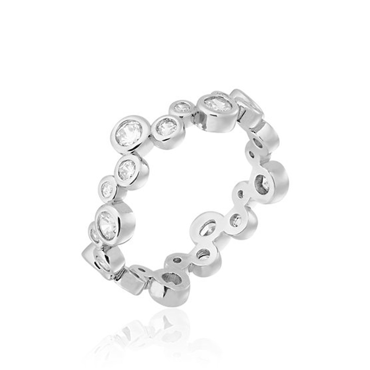 Bague fine AGATHA ACQUA - Cristal - Argenté - 56 - vue 3