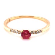 Bague or jaune rubis 4 griffes diamants