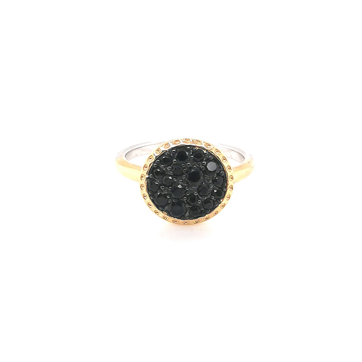 Bague Orus bijoux argent bicolore pierres noires
collection riviera