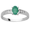 Bague or blanc 18 carats emeraude diamants - vue V1