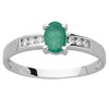 Bague or blanc 18 carats emeraude diamants - vue V2