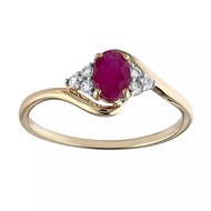 Bague or jaune 9 carats rubis ovale oxydes