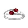 Bague or blanc 18 carats rubis diamants - vue V1
