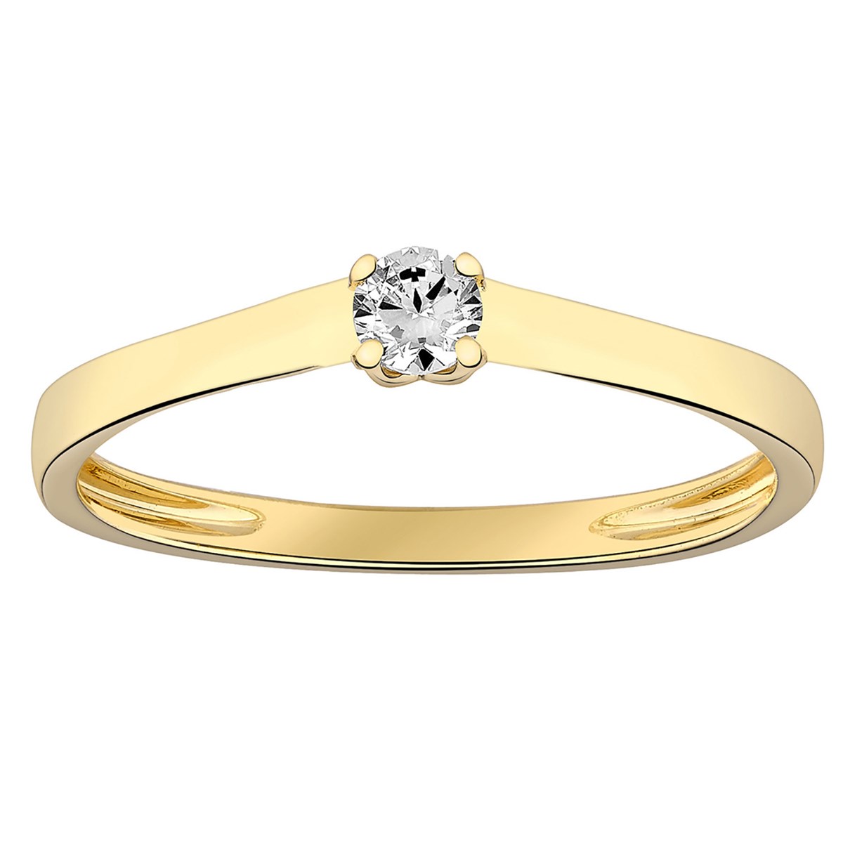 Solitaire diamant Brillaxis quatre griffes or jaune
0.15 ct