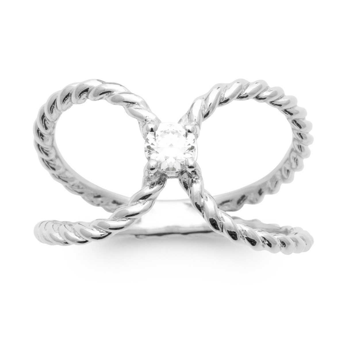 Bague Brillaxis argent torsadé OZ