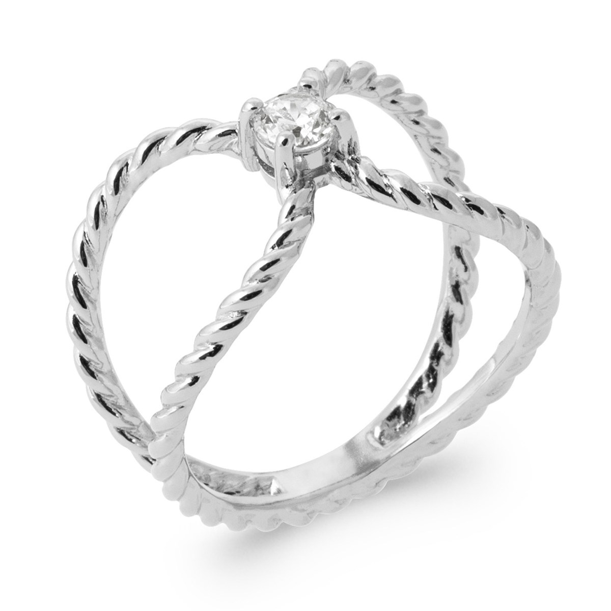 Bague Brillaxis argent torsadé OZ - vue 3