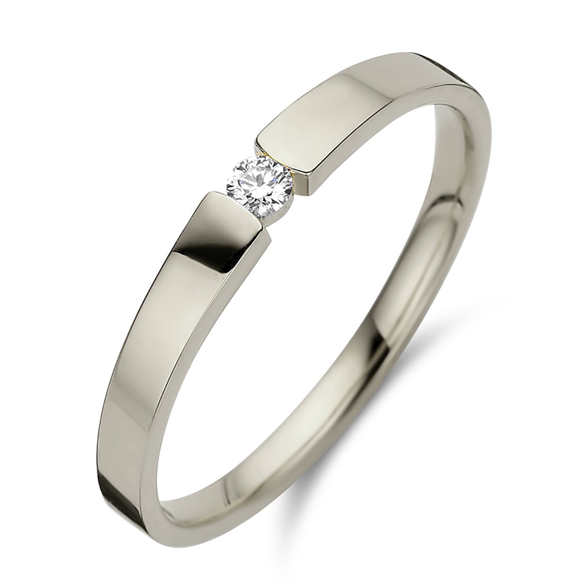 Solitaire Brillaxis diamant or blanc 18 carats 0.130