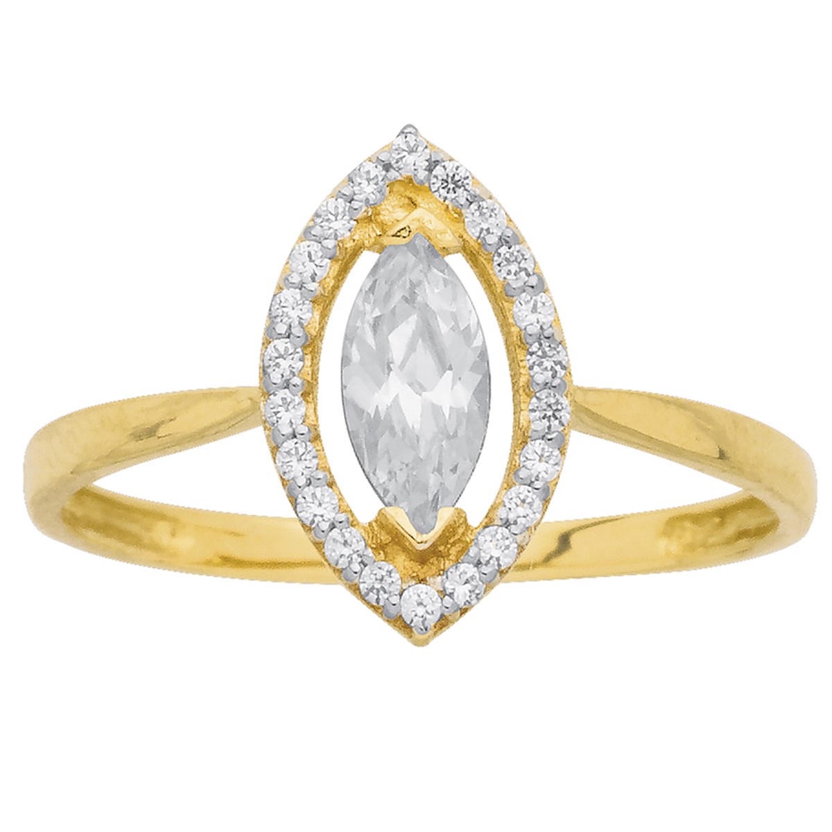 Bague Brillaxis forme navette empierrée or - vue 2
