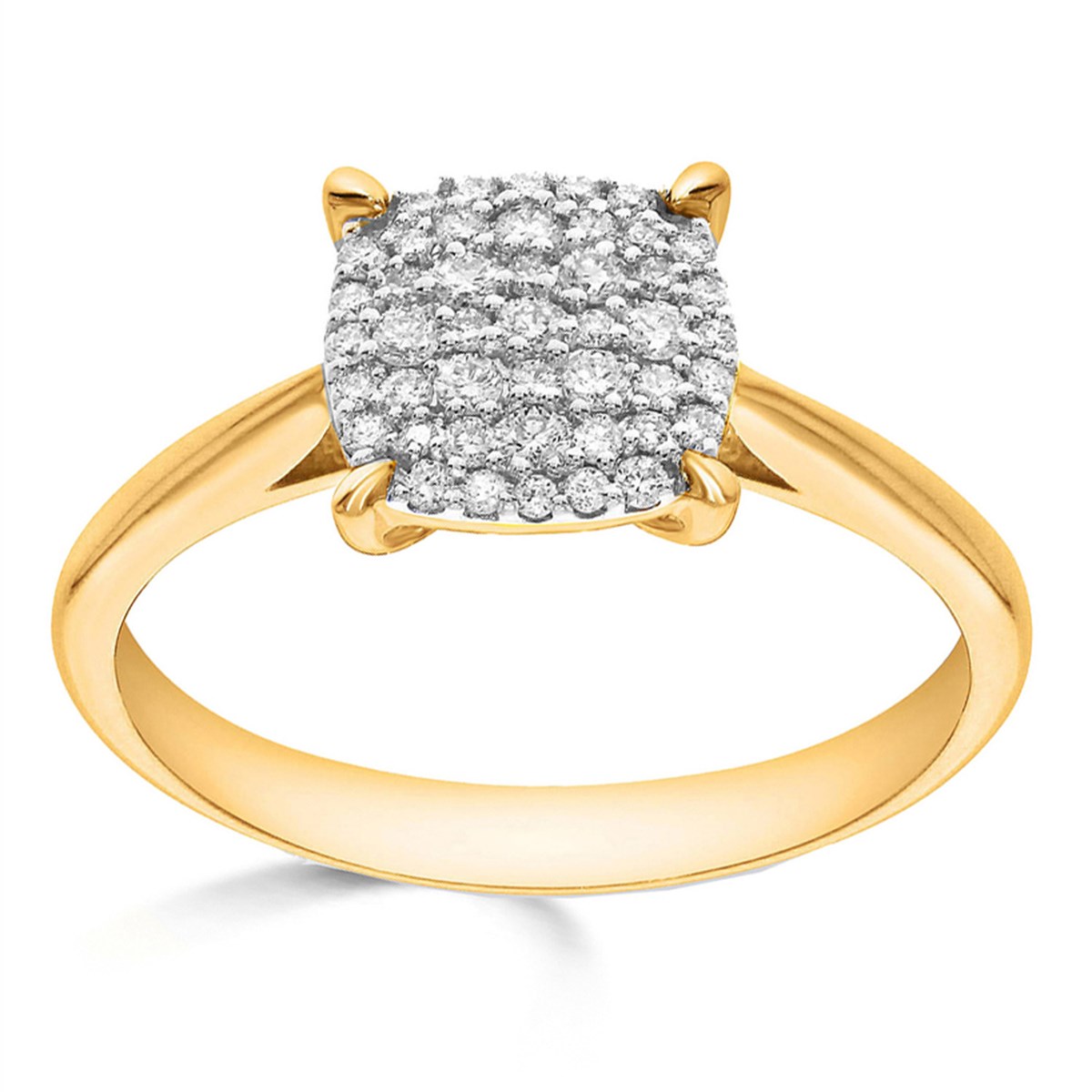 Bague Brillaxis or motif carré pavé diamants