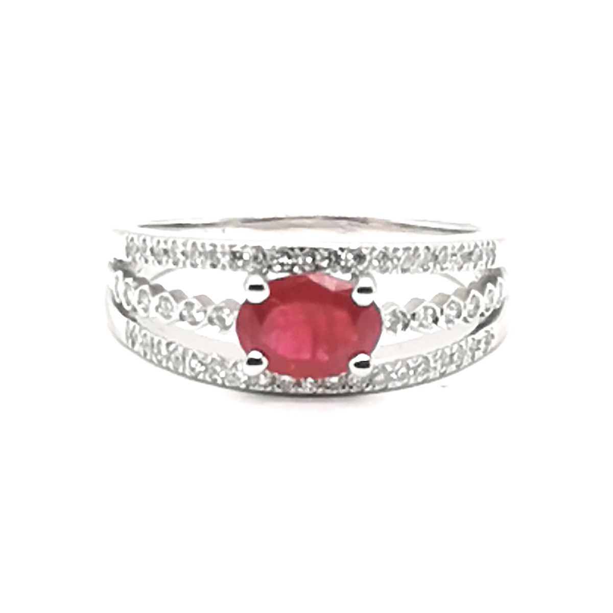 Bague Brillaxis motif ajouré or rubis diamant