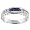 Trilogie saphir or blanc 18 carats diamants - vue V1