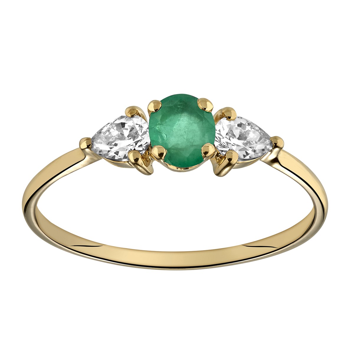 Bague Brillaxis or jaune 9 carats émeraude oxydes - vue 2
