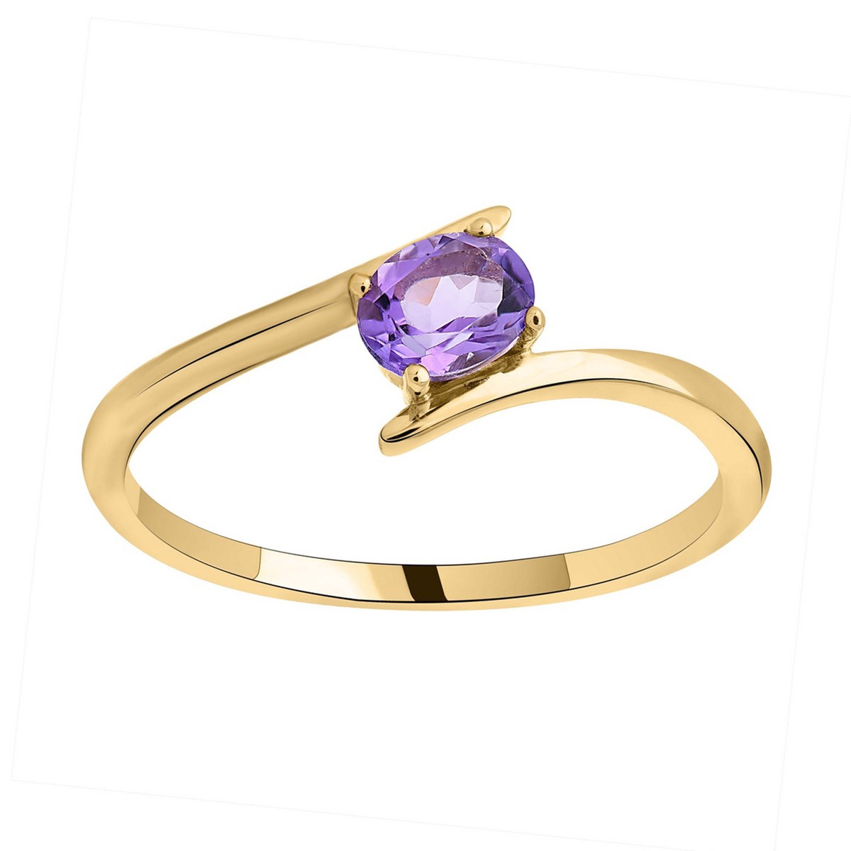 Bague Brillaxis or jaune 9 carats améthyste