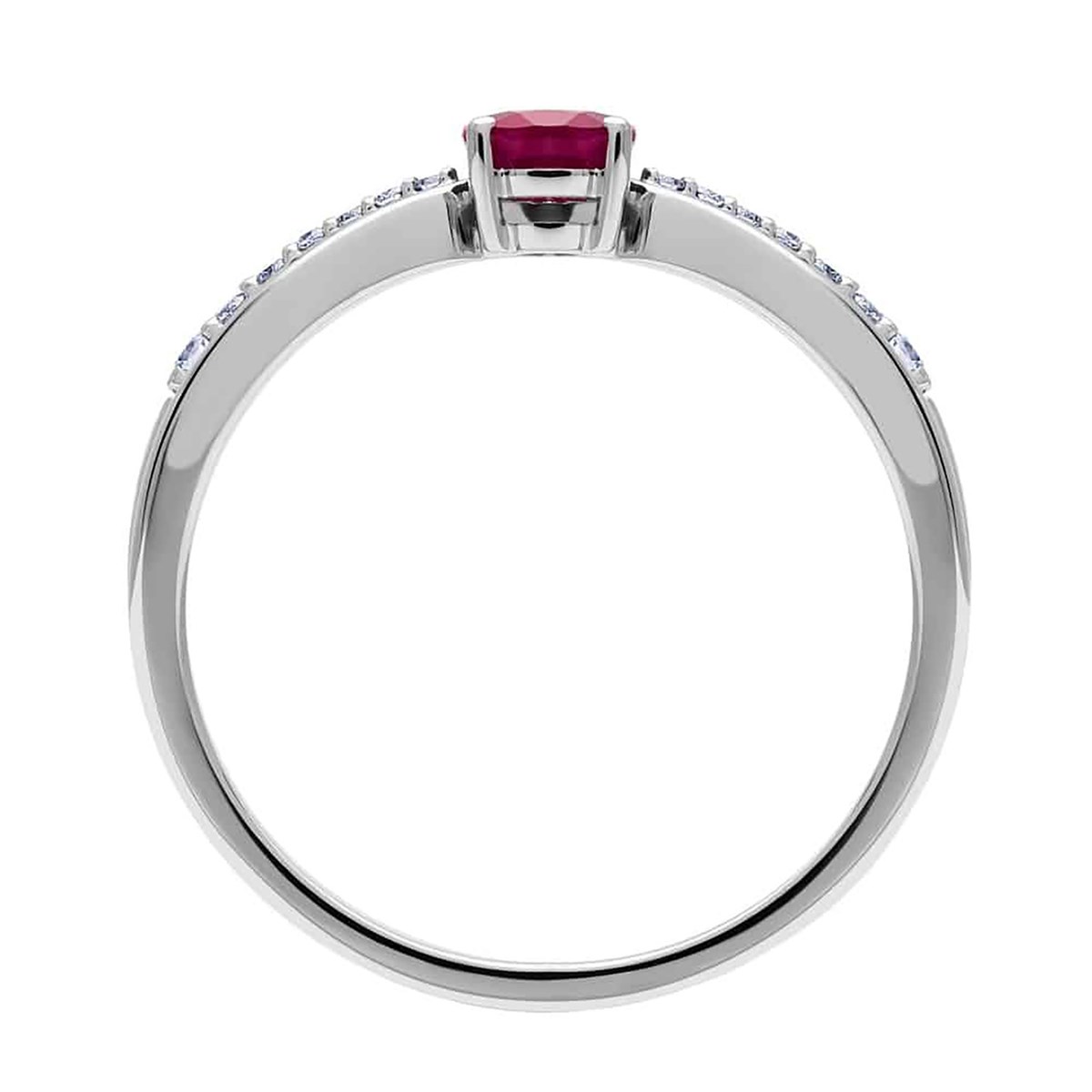 Bague Brillaxis or blanc 18 carats rubis diamants - vue 2