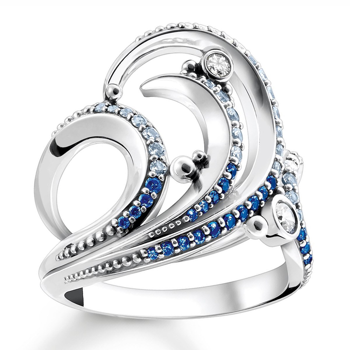 Bague Thomas Sabo argent vague empierrée