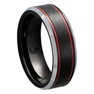 Bague Jourdan Francisco  tungstene noir et rouge