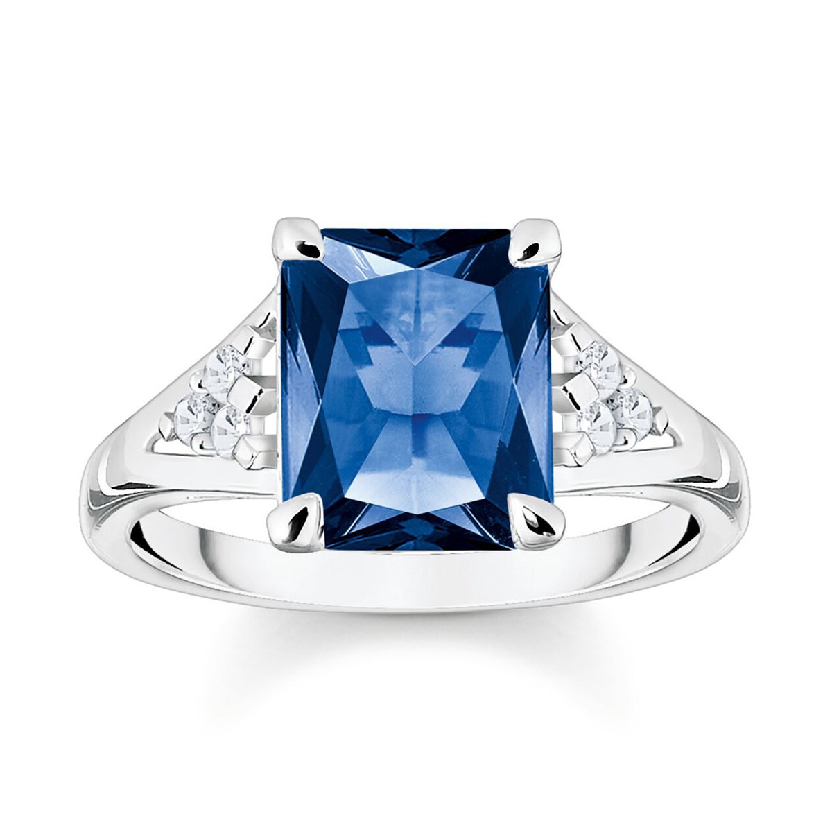 Bague Thomas Sabo argent pierre bleu marine