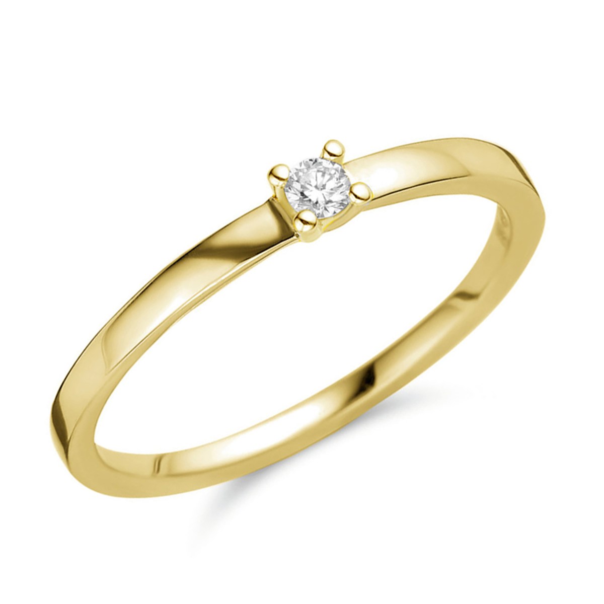 Solitaire Brillaxis or jaune 18 carats diamant 0.050