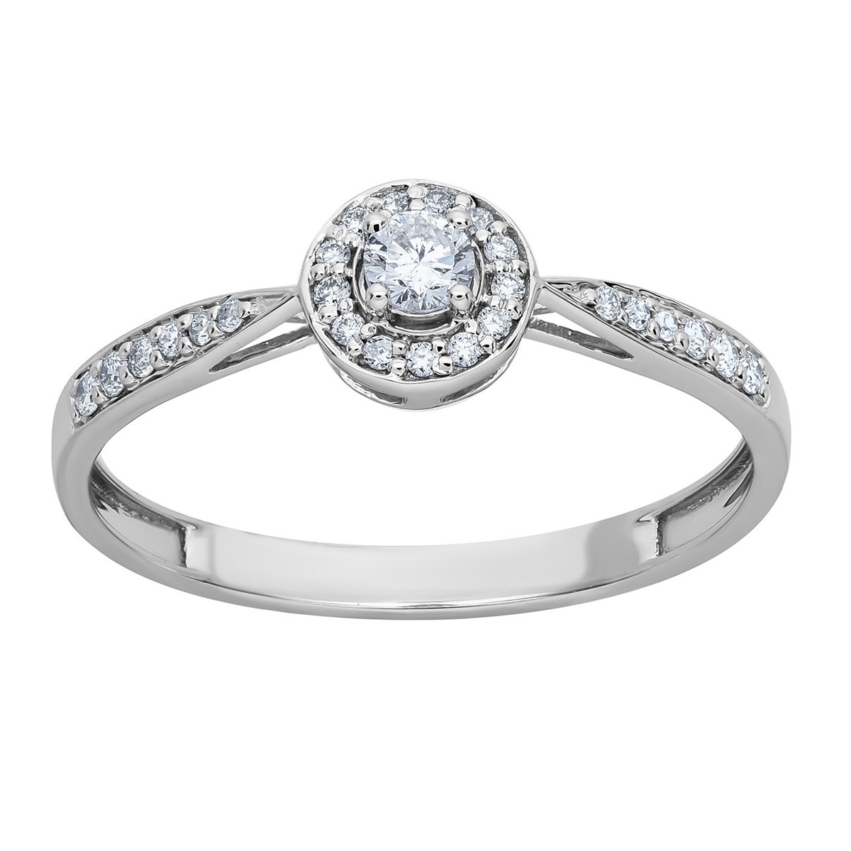 Solitaire accompagné or blanc 18 carats diamants