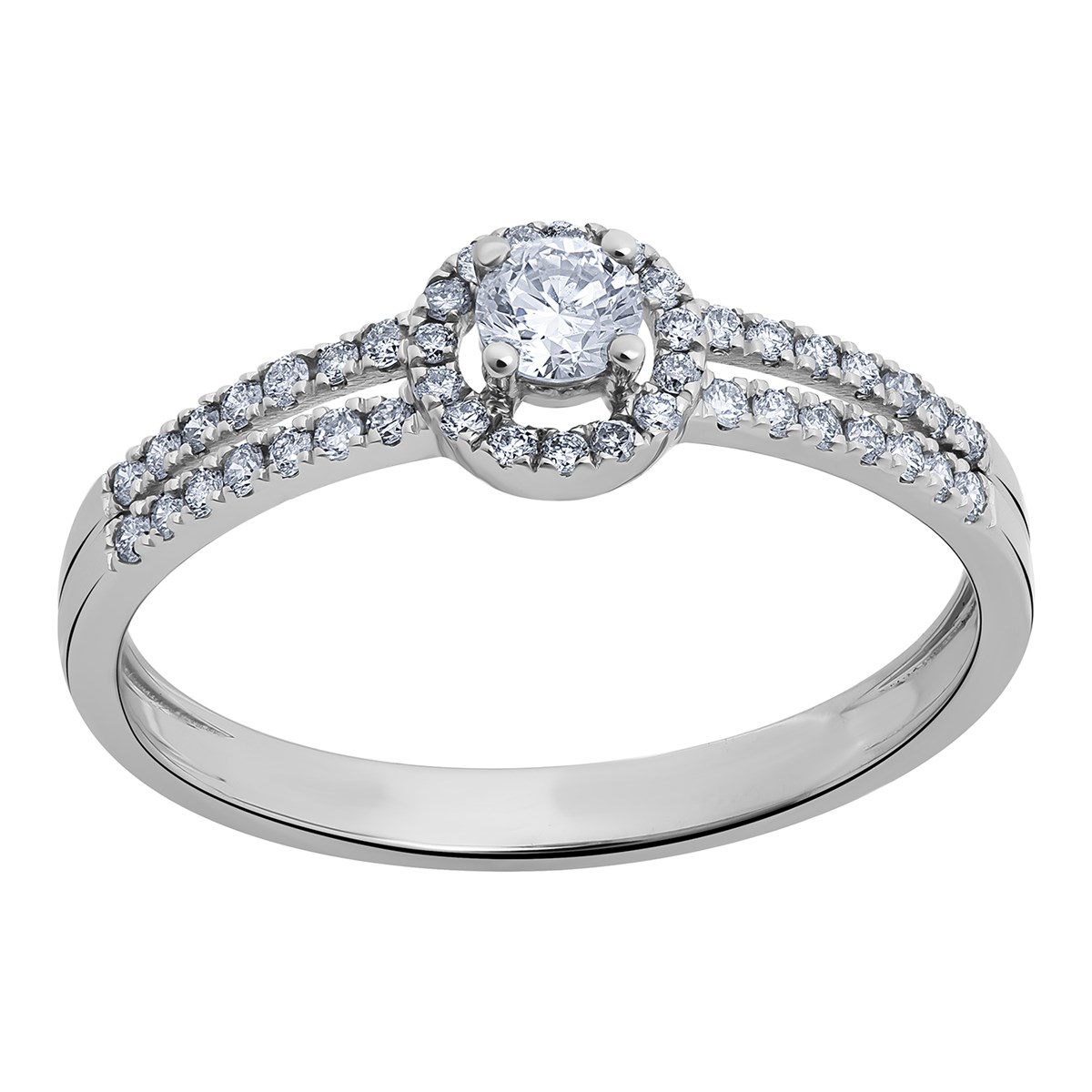 Solitaire accompagné deux rangs or diamants - vue 2