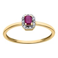 Bague Brillaxis or 9 carats rubis diamants