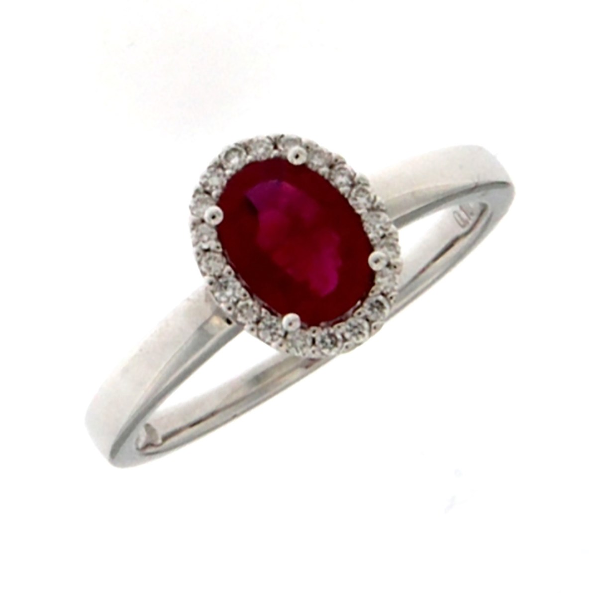 Bague style marguerite or blanc rubis diamants