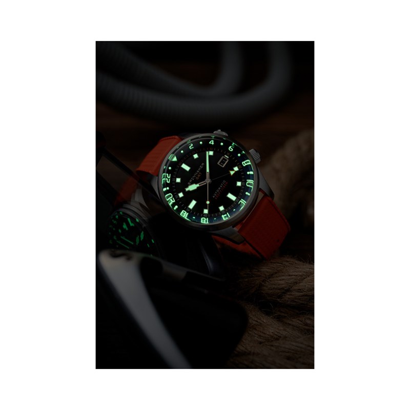 Bradner GMT - Montre homme - Mouvement GMT - Boitier rond en acier inoxydable argenté - vue 4