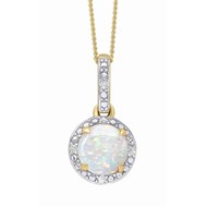 Collier diamants et opale en or 375