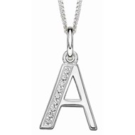 Collier lettre A zirconium en argent 925