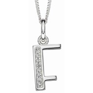 Collier lettre F zirconium en argent 925