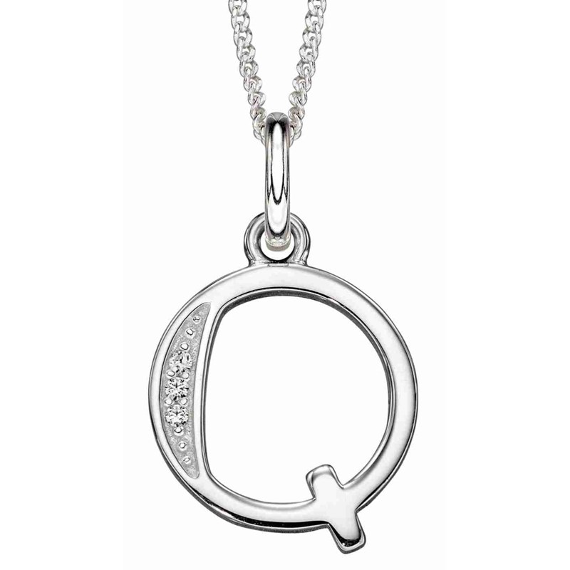 Collier lettre Q zirconium en argent 925