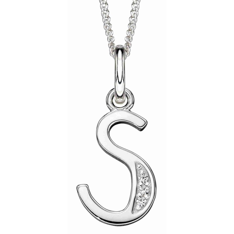 Collier lettre S zirconium en argent 925