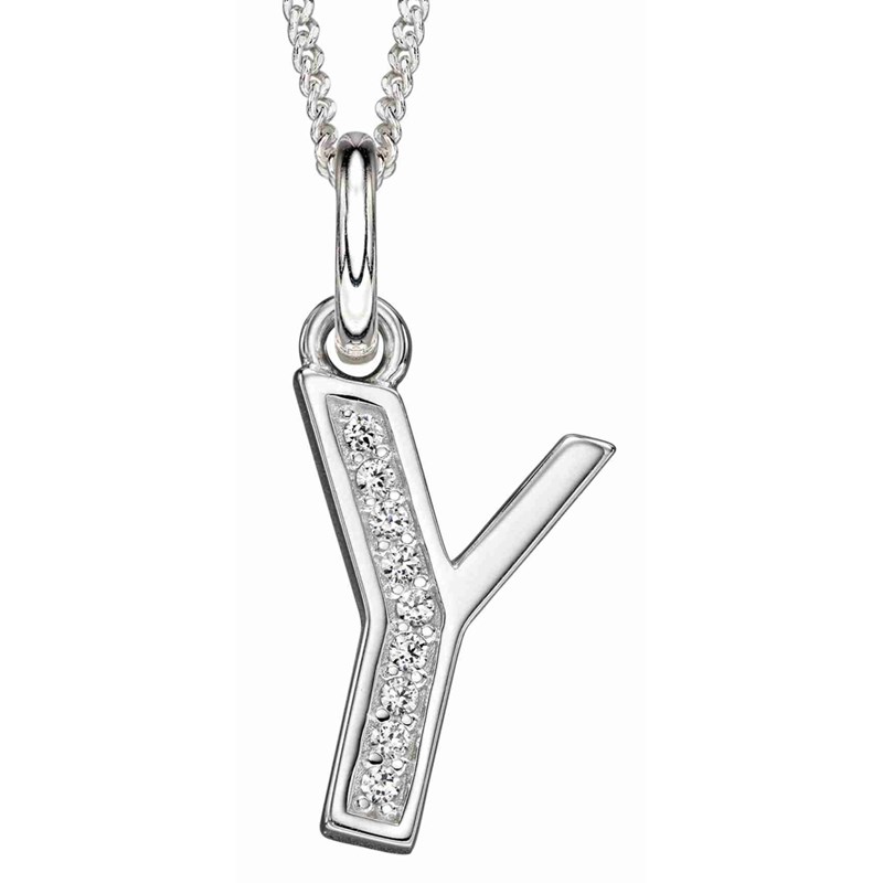 Collier lettre Y zirconium en argent 925