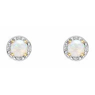 Boucle d'oreille diamants et opale en or blanc 375