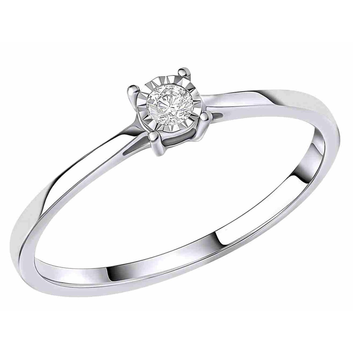 Bague diamants solitaire en or blanc 375