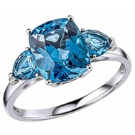 Bague topaze bleue marine en or 375