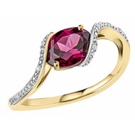 Bague diamants et grenat rhodonite en or 375