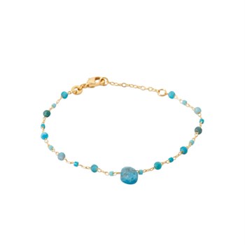 Bracelet goutte d'eau apatite pierre naturelle suite de perles Plaqué OR 750 3 microns